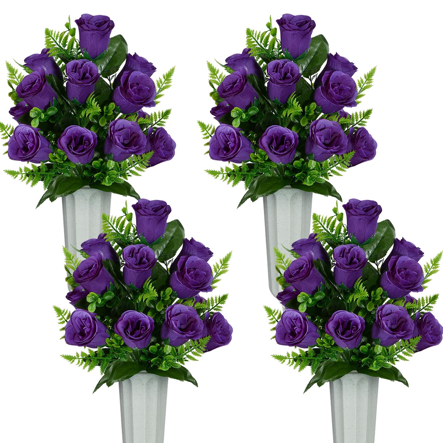 SIFOEL Artificial Cemetery Flowers with Vase