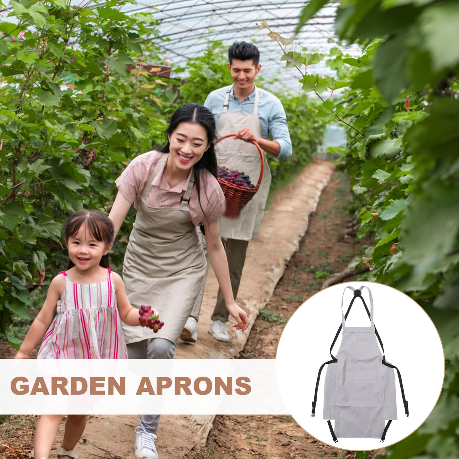 Delantal de Frutas con Bolsillo para Jardín y Huerto de Carga Resistente con Cinturón Ajustable y Gran Capacidad