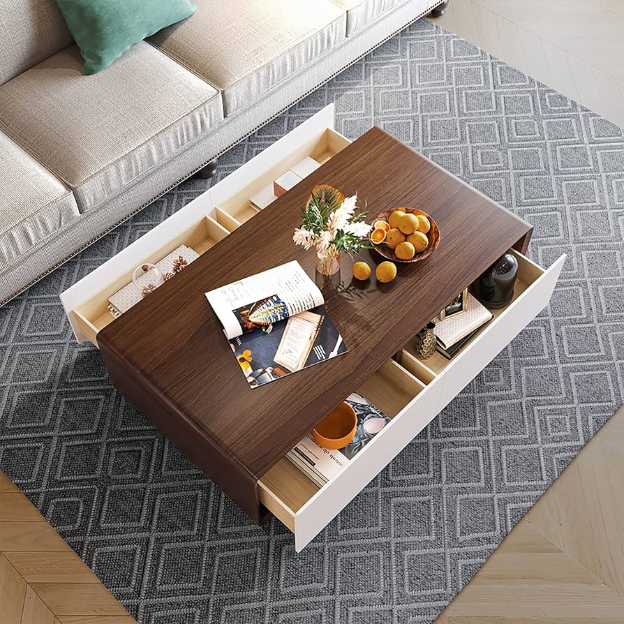 Lazydot Mesa Centro Madera Con Compartimento Oculto Estante | Envu00edo Gratis
