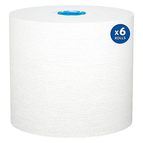 Kleenex Toallas de papel de rollo duro (25637), con Premium Absorbency Pockets, para dispensadores de núcleo azul, blanco, (700'rollo, 6 rolloscaja,