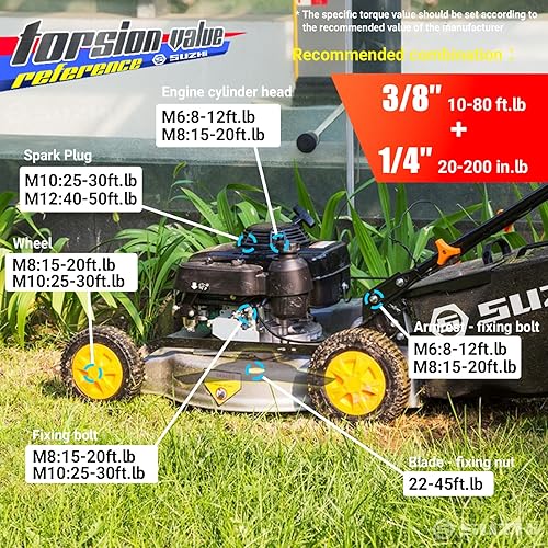 Miniatura 9 de SuZhi Llave dinamométrica de clic de doble dirección de 14 pulgadas (20-200 pulgadas.lb  2.26-22.6Nm) Llave dinamométrica de alta precisión de 90
