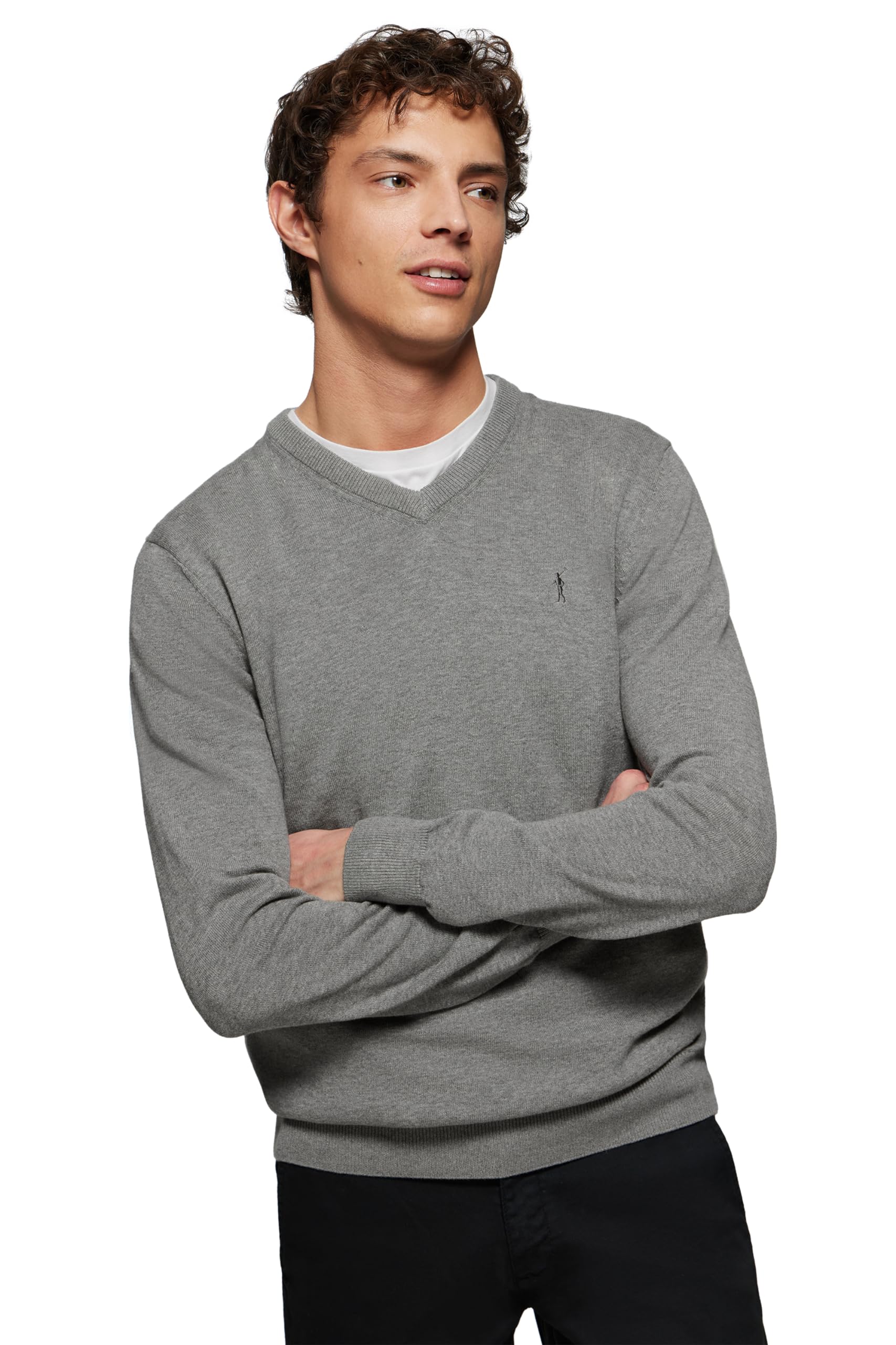 Polo Club Maglione Scollo a V Maniche Lunghe Uomo Maglioni Pullover V-Neck 100% Cotone
