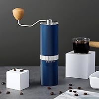 Vista 6 de vzaahu Molinillo de café manual, capacidad azul, rebabas de acero inoxidable de 1.41 onzas, cepillo, bolsa de transporte, ajuste externo ajustable