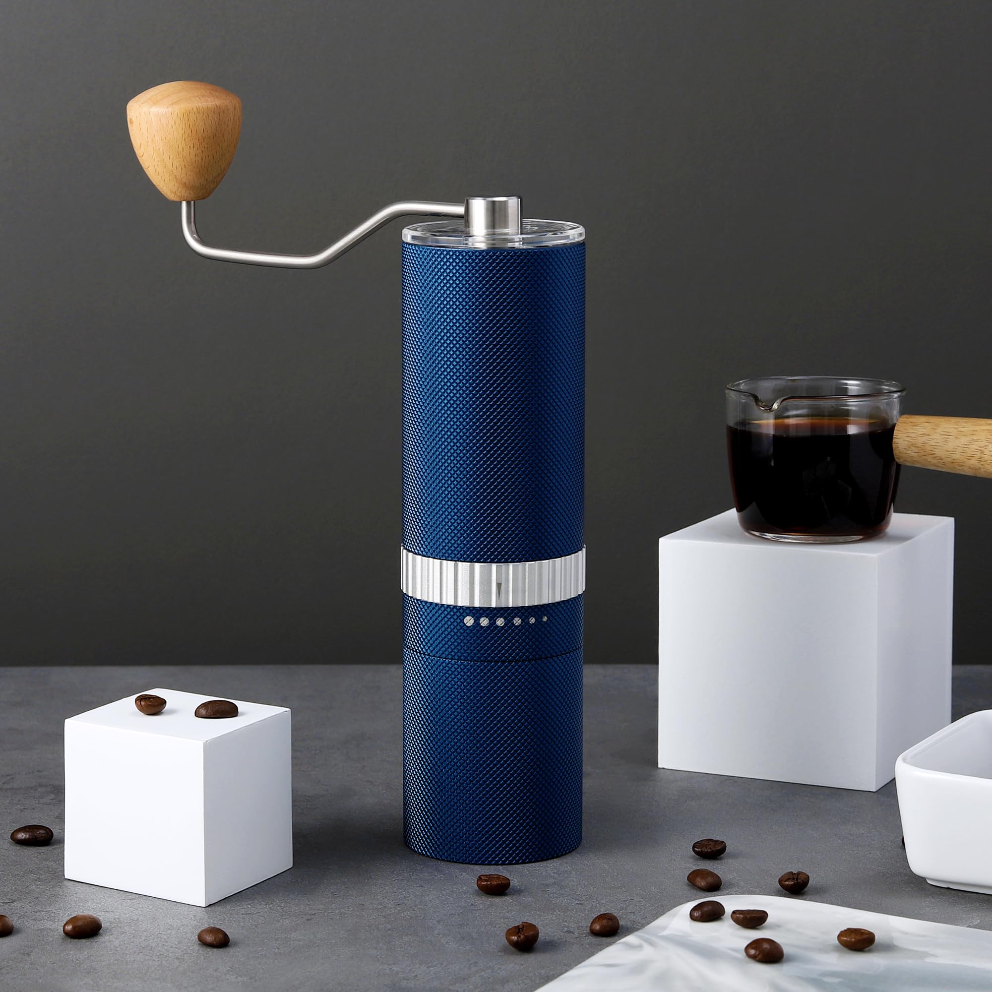 Amazon | vzaahu 手動コーヒーグラインダー ブルー 容量 40g