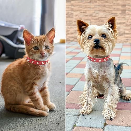 Miniatura 7 de Enjoying Collar de perro con pinchos para gatos collar de cuero ajustable para mascotas con pinchos para gatos cachorros perros pequeños medianos y