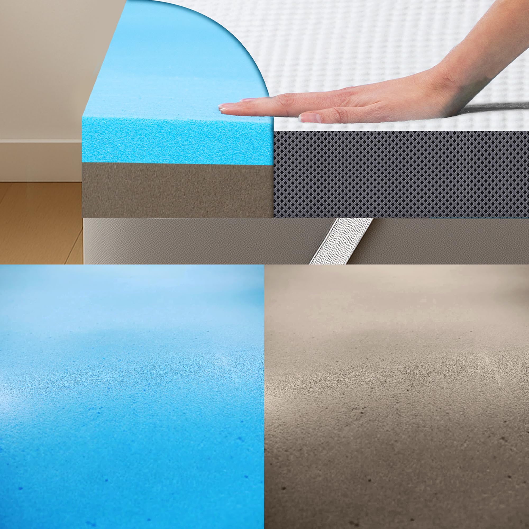 MKS Luksusowa nakładka na materac z pianki żelowej 100 x 200 – 2 w 1 H3/H4 z 5-warstwowym komfortem, antypoślizgowa i oddychająca – ergonomiczna nakładka na materac dla osób śpiących na boku, plecach