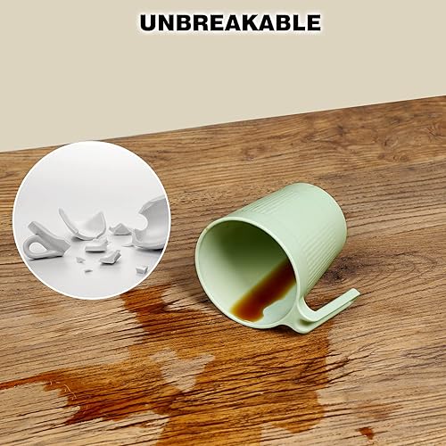Miniatura 4 de Greentainer Juego de 8 tazas de café juego de tazas de café de plástico tazas de café irrompibles de 169 onzas con asa reutilizables para campamento