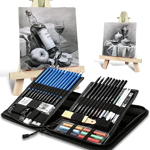 Miniatura 3 de H & B 48 lápices de dibujo profesionales y kits de dibujo, incluyendo blocs de dibujo, lápices de grafito, sacapuntas y borrador, suministros de