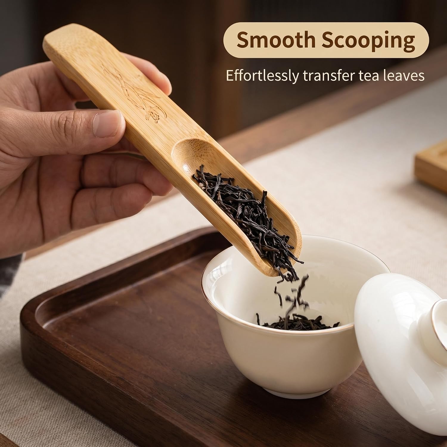 1PCS Loose Leaf Tea Scoops Tea Leaf Shovel Salt Scoop Matcha Tea Honey Washing Matcha Tea Accessories Tea Leaf Scooper Bamboo Tableware Matcha Scoop Sugar Vanilla Wooden Cup
