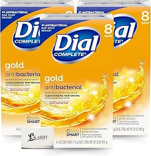 LAIBY Dial Gold Anti-Bacterial Bar Soap 4 oz 8 Count (Pack of 3) | Deodorant Body Wash | Scent Killer Gold Men’s Bar Soap | Total 24 Count include pocket tissue