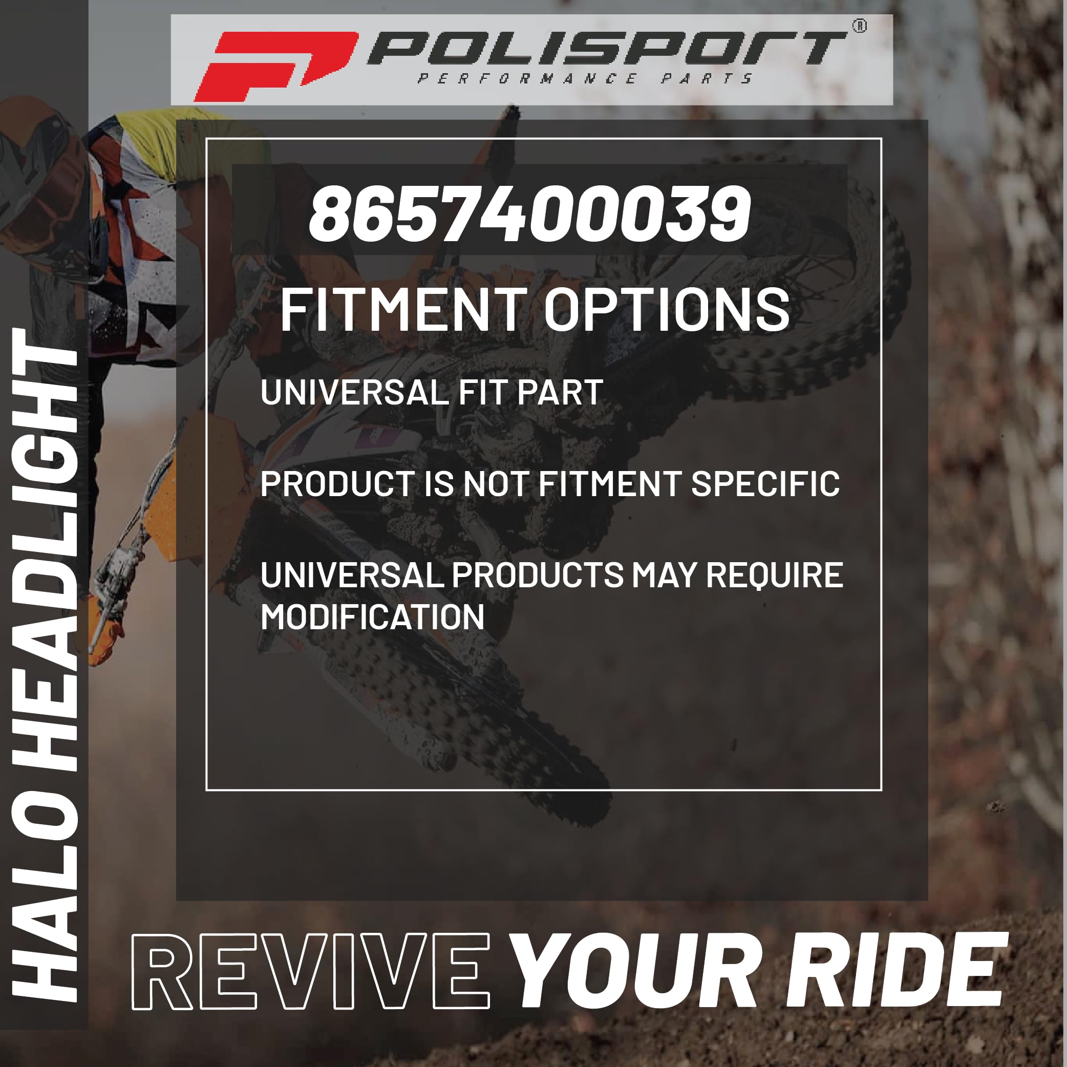 Polisport 8657400042 - Faro Delantero HALO de Polipropileno con lámpara de halógeno Compatible con Todos los Modelos de Motocross/Enduro en Color Blanco/Amarillo Fluor
