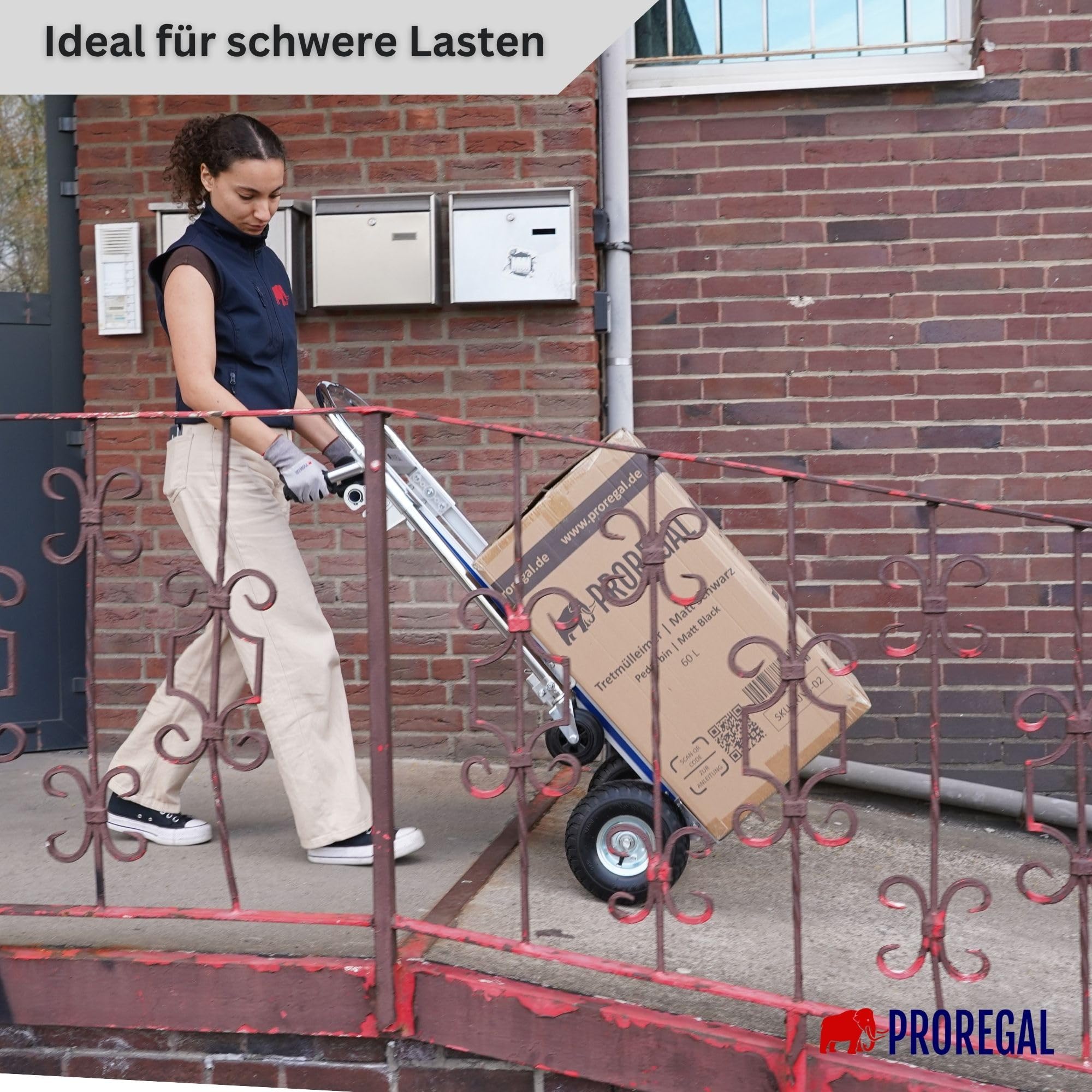 PROREGAL 2-in1 Sackkarre & Plattformwagen Apollo klappbar Traglast 350/250 kg, 2 Luftbereifung & 2 Vollgummiräder, Stahlrahmen, 131x50x48cm Transportkarre Transportwagen