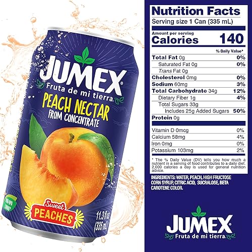 Miniatura 3 de Jumex Peach Néctar  Lata reciclable con forro sin BPA  11.3 onzas líquidas (paquete de 24)