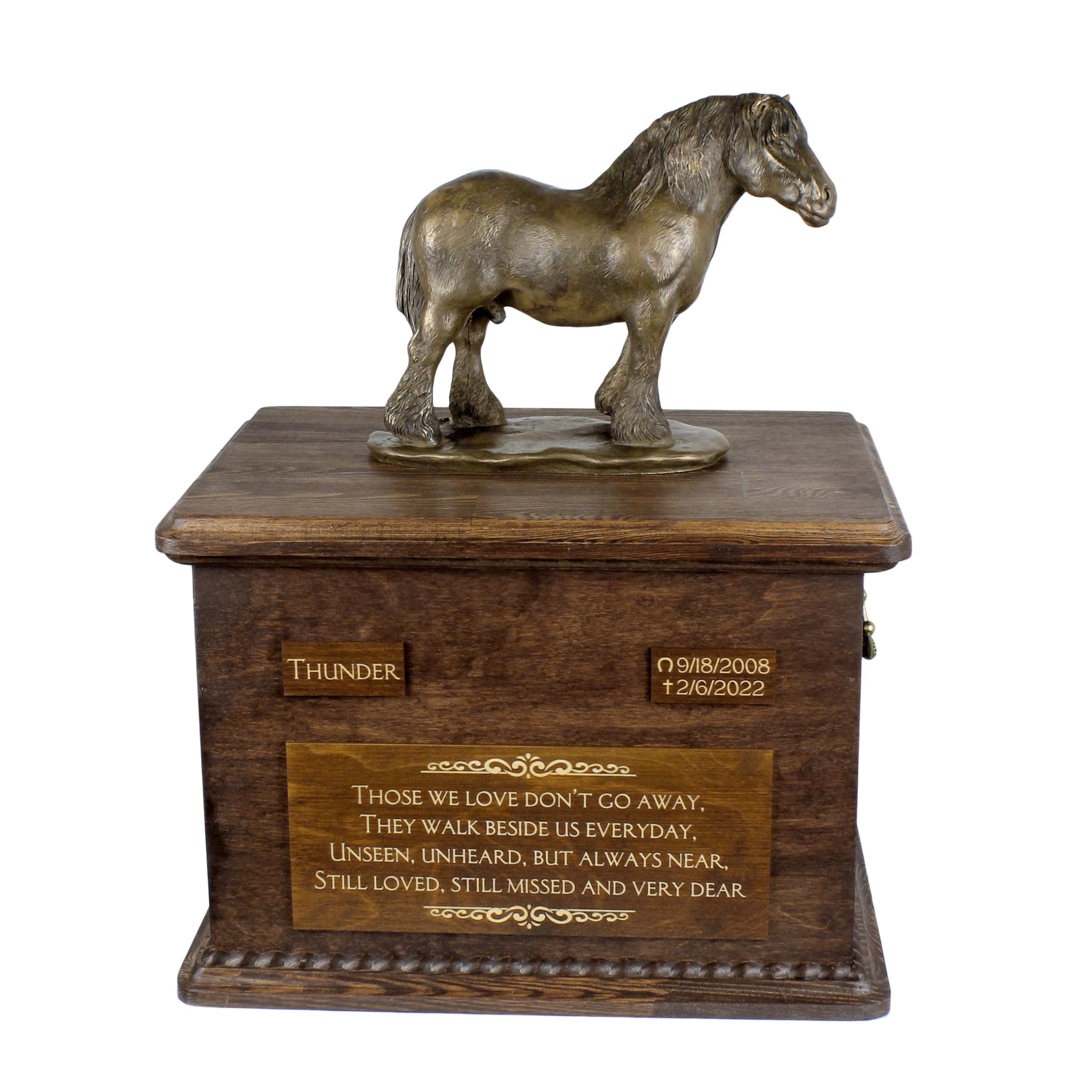 Grande urne cheval Art-Dog mémorial personnalisé avec photo de votre Percheron