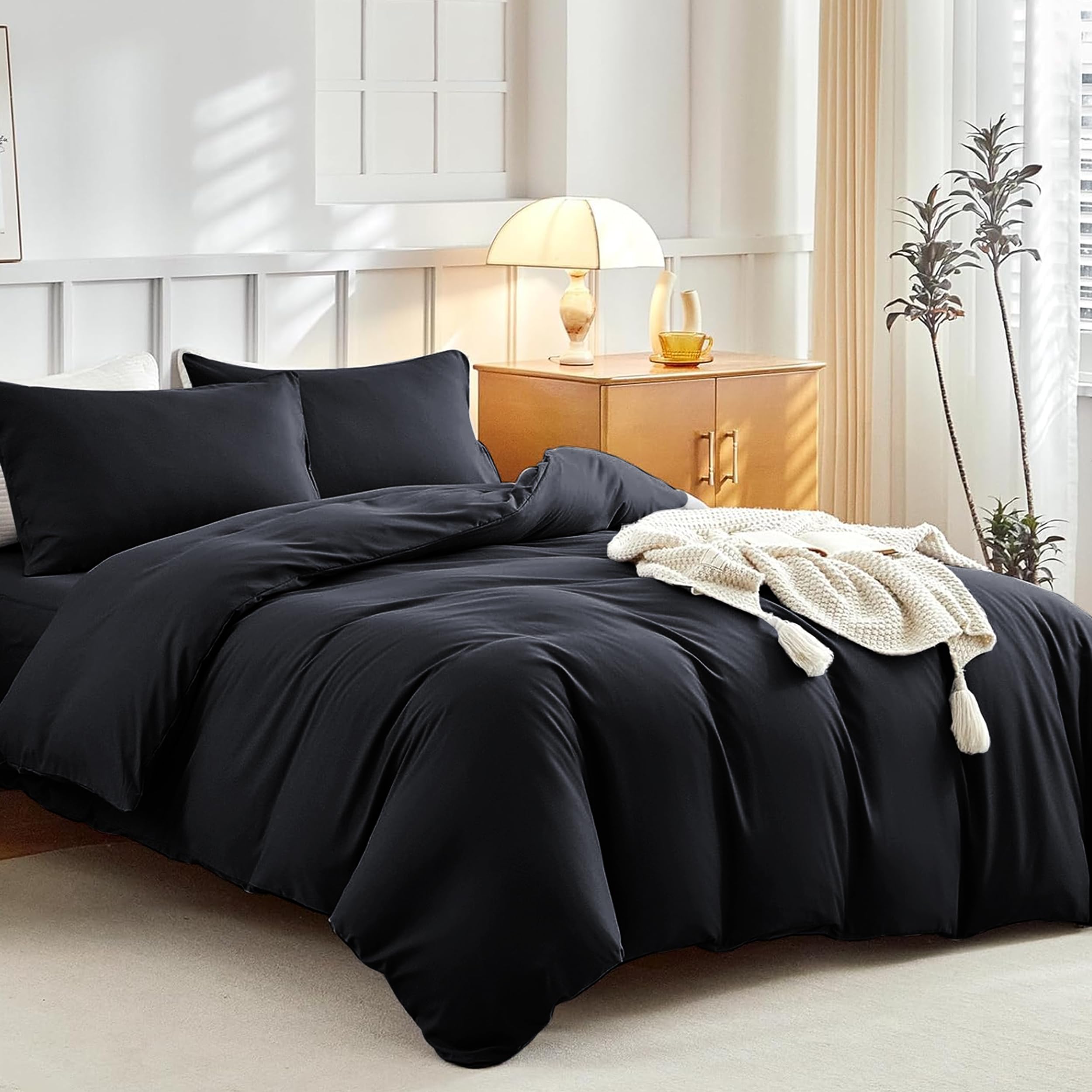 PRIME LINENS 4 Pcs Duvet Cover Set including Matching Fitted Sheet 30 cm Deep - Image 2