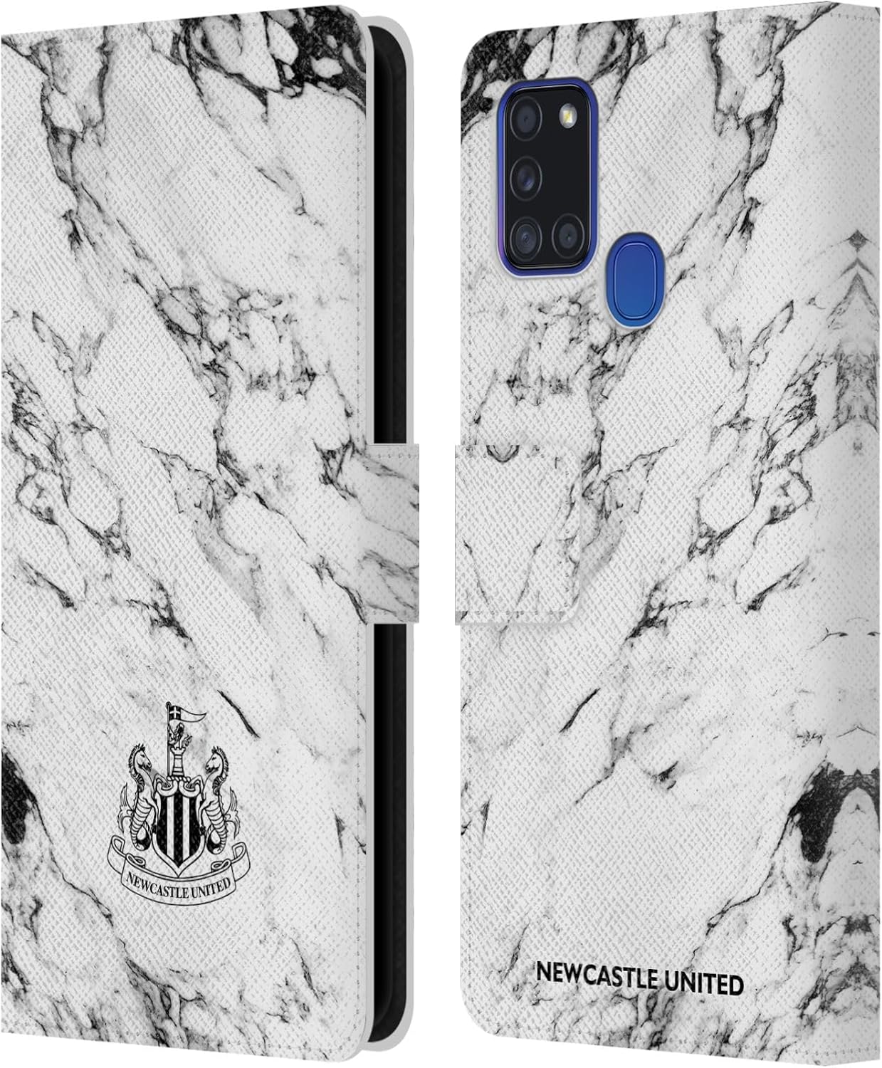Head Case Designs Officially Licensed Newcastle United Football Club Distressed Crest Leather Wallet Case Compatible with Samsung Galaxy A21s (2020)
