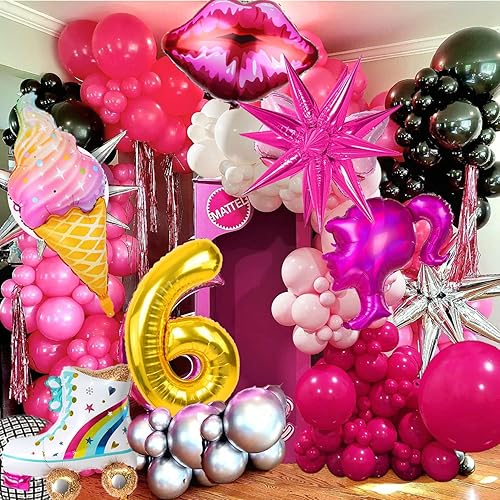 Miniatura 3 de 117 piezas de decoraciones de fiesta de cumpleaños de niña rosa, kit de arco de guirnalda de globos rosa con globo metálico rosa dorado rosa intenso