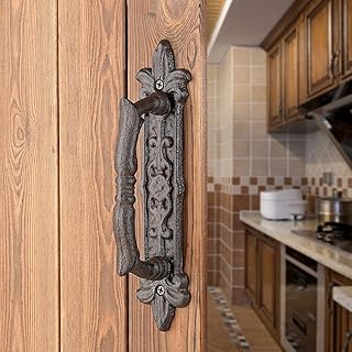 2 Packs Heavy Duty 8.9" barn Door Handles,Rust Color Cast Iron Rustic Vintage Gate Fence Outdoor Garage Closet Drawer Cabinet Handles