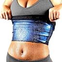BODYSUNER Waist Trainer Trimmer Sweat Belt Band for Women Lower Belly Fat Sauna Slimming Belt Suit Workout, Blue, Large/Extra-Large gallery image