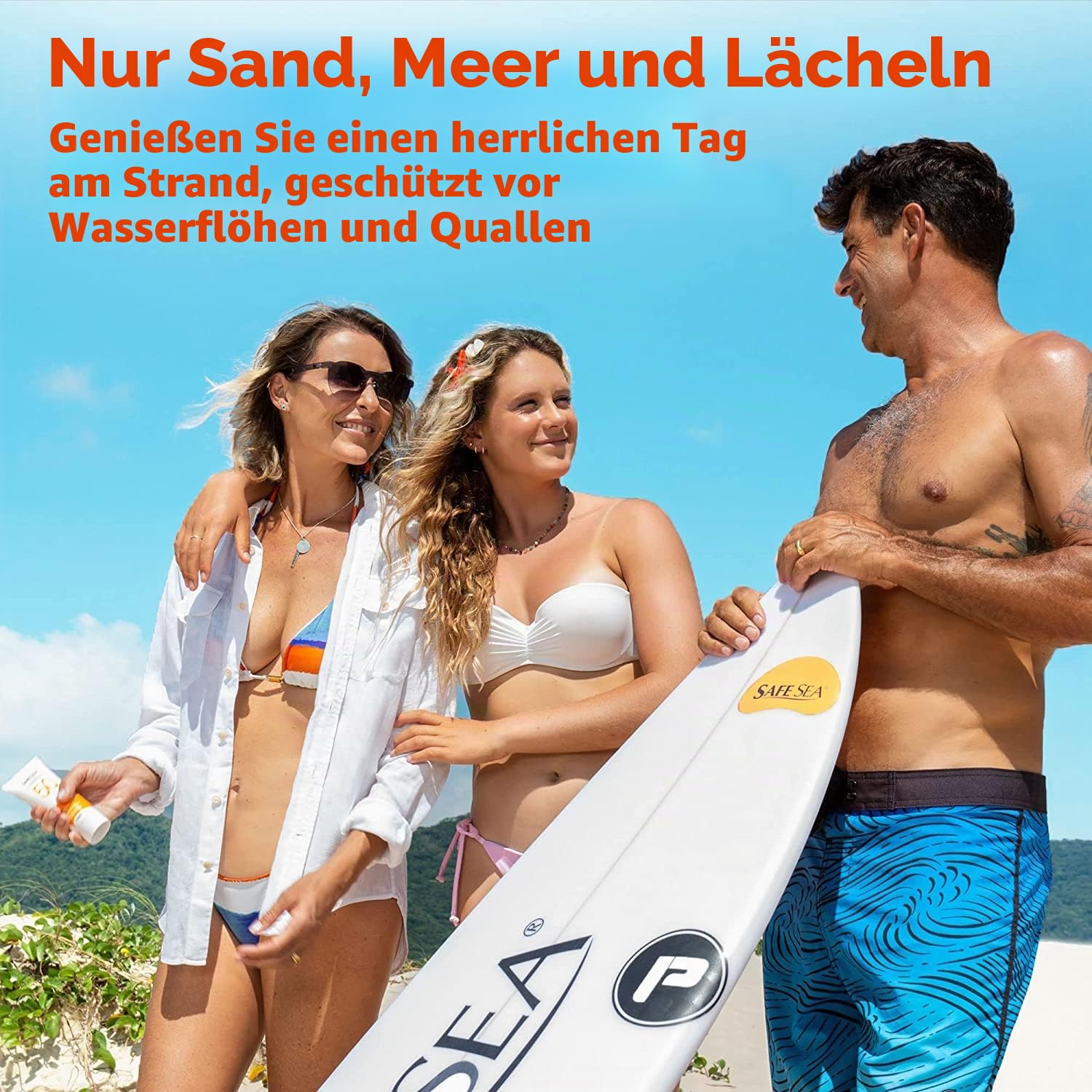 Safe Sea Zinkoxid-Sonnenschutz LSF50 | Klarer Mineralischer Gesichts-Sonnenschutz ohne Weißguss | Anti-Quallen-Stachel-Schutzlotion | Korallenriffsicher | Reisegröße – 60 ml (Pack of 3)