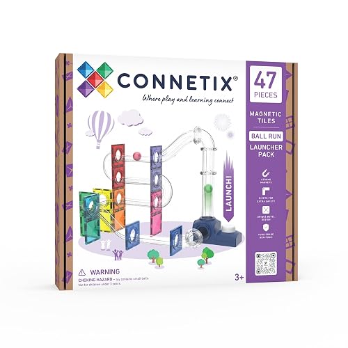 CONNETIX Azulejos Magnéticos Pista de Canicas Launcher Pack, 47 Piezas