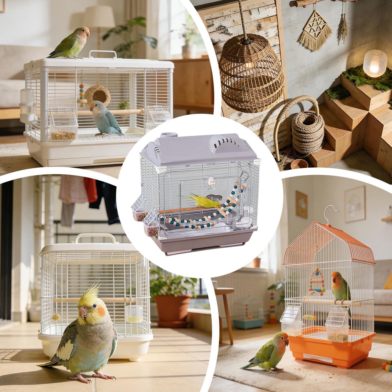 Klatka Dla Papużek Transporter odporny na ucieczkę | Klatka Dla Nimf Z Pojemnikiem Na Pokarm Żerdką I Poidełkiem Dla Nimf Aleksandrett I Konur Na Dom Podróże Wędrówki W