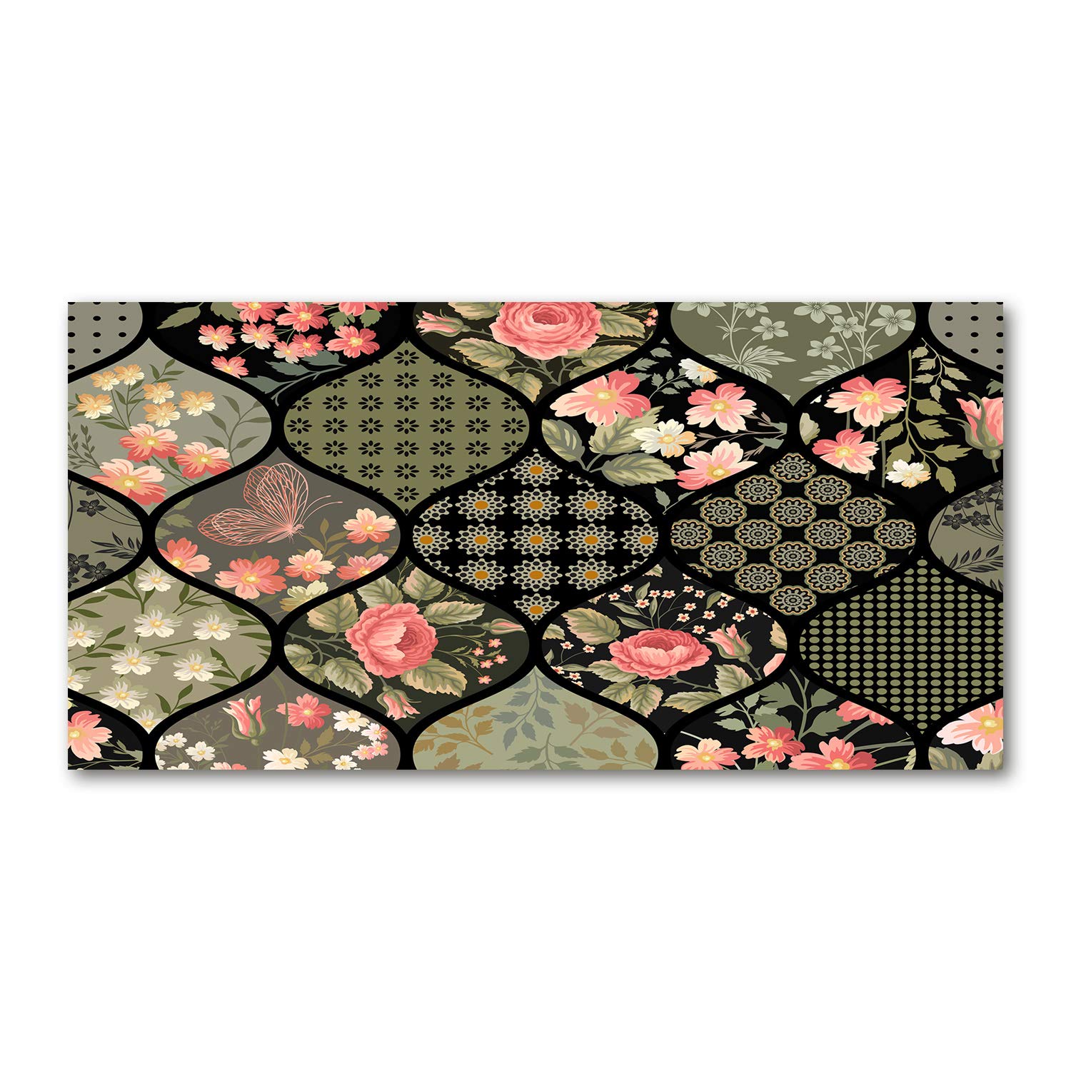 Tableau acrylique glass picture 100x50cm déco murale de style floral vert