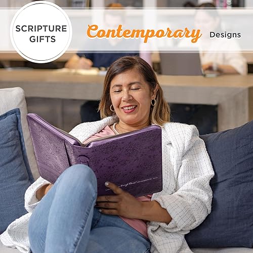 Miniatura 10 de Christian Art Gifts Funda para Biblia de moda para mujer, diseño de filipenses 413, piel sintética floral púrpura (mediana)