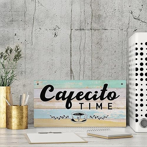 Miniatura 3 de Letrero colgante para puerta de Cafecito Time, decoración de pared para sala de estar, dormitorio, decoración de pared de madera rústica, 12 x 6