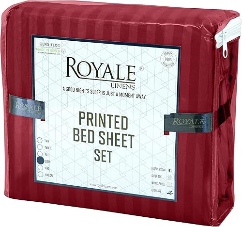 Miniatura 9 de Royale Linen - Juego de sábanas a rayas, microfibra cepillada de 1800 hilos, 1 sábana bajera, 1 sábana encimera, 1 funda de almohada, resistente a