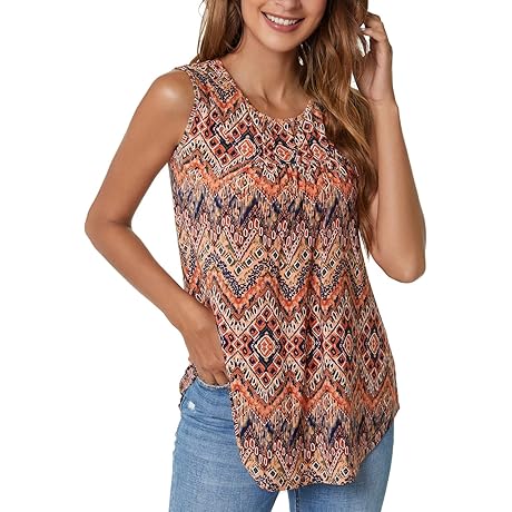 Women's Sleeveless Flowy Printed Loose Tank Tops