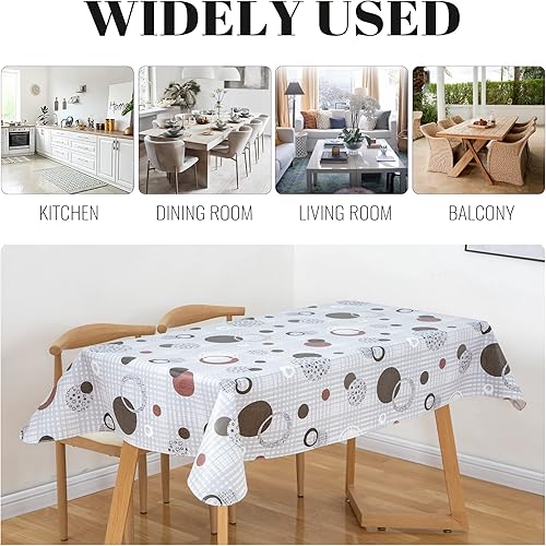 Miniatura 7 de Mantel cuadrado de 54 x 54 pulgadas, mantel de vinilo con reverso de franela para mesas cuadradas, cubierta de mesa de picnic de plástico a prueba