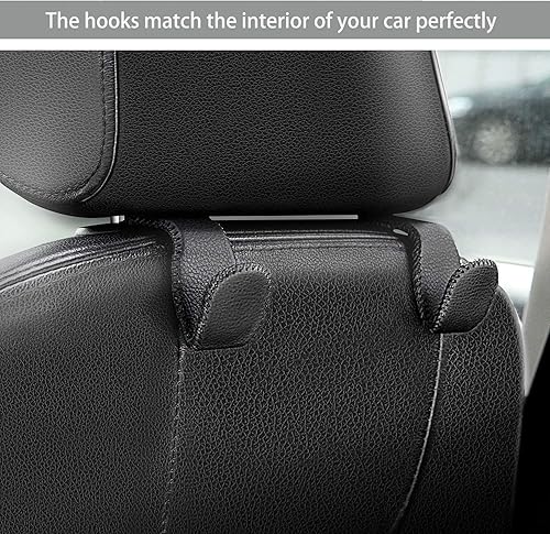 Miniatura 9 de AMVOYOA Car Headrest Hook, Leather Vehicle Back Seat Hanger Storage for Purse Groceries Bag and More, Black&Red, Pack of 2