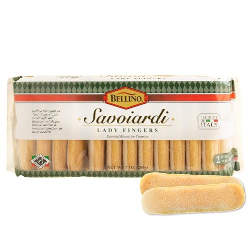Bellino Savoiardi Lady Fingers Biscuits, Italian Tiramisu Cookies, 7 oz | Non-GMO; Sweet, Airy Oval Biscuits Great with Coffee or Whipped Cream; Two Individually Wrapped Packs for Freshness