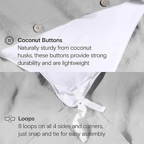 Miniatura 4 de Sijo Juego de funda de edredón Premium lavado a piedra de lino orgánico 100 % francés, certificado orgánico GOTS, lote pequeño procedente de