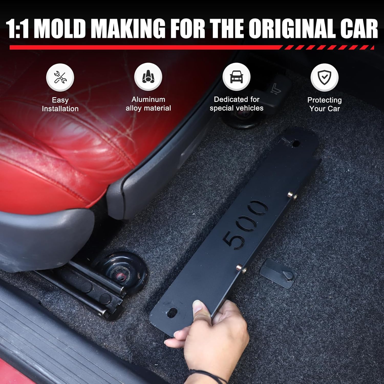 Front Co-pilot Seat Fire Extinguisher Spacer Lift Kit Compatible with Fiat 500 2007-2021 2022 2023 2026+,Fire Extinguisher Bracket Under the Co-pilot Seat Aluminum Alloy (Screw Style)