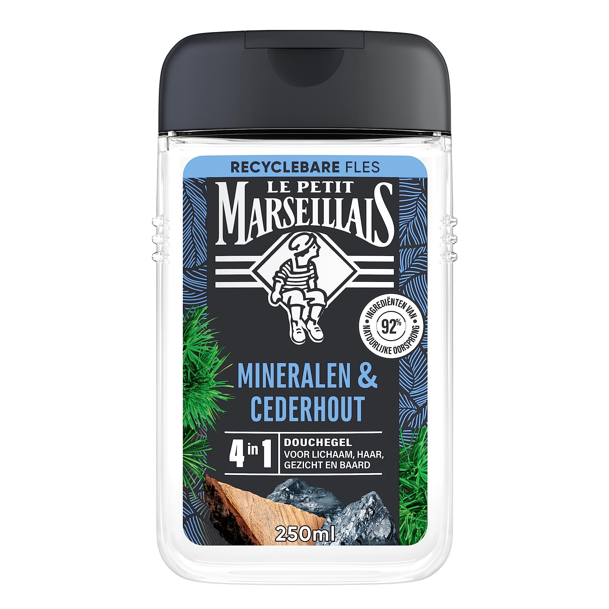 Le Petit Marseillais żel pod prysznic 4w1 z minerałami i drewnem cedrowym, odświeżający efekt i neutralny pH dla skóry, 12 x 250 ml