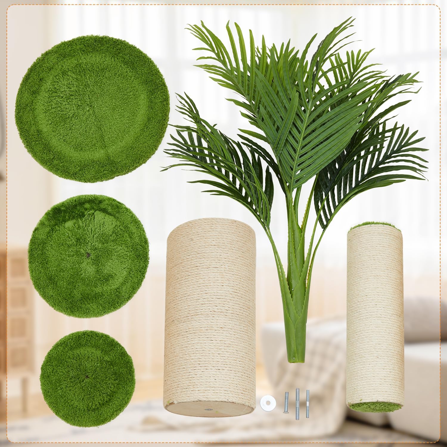 70.9inch Tall Cat Scratching Post,Artificial Areca Palm Tree Cat Scratcher with Sisal Rope,Extra-Large Scratching Post for Indoor Large Adult Cats,Faux Tree for Home Decoration (Areca palm-70.9inch)