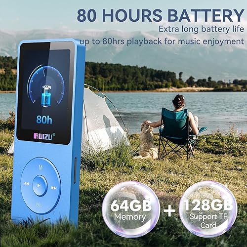Miniatura 5 de RUIZU Reproductor MP3 de 64 GB con Bluetooth 5.3, peso 0.055 libras, reproductor de música portátil para niños, deportes, radio FM, grabadora de