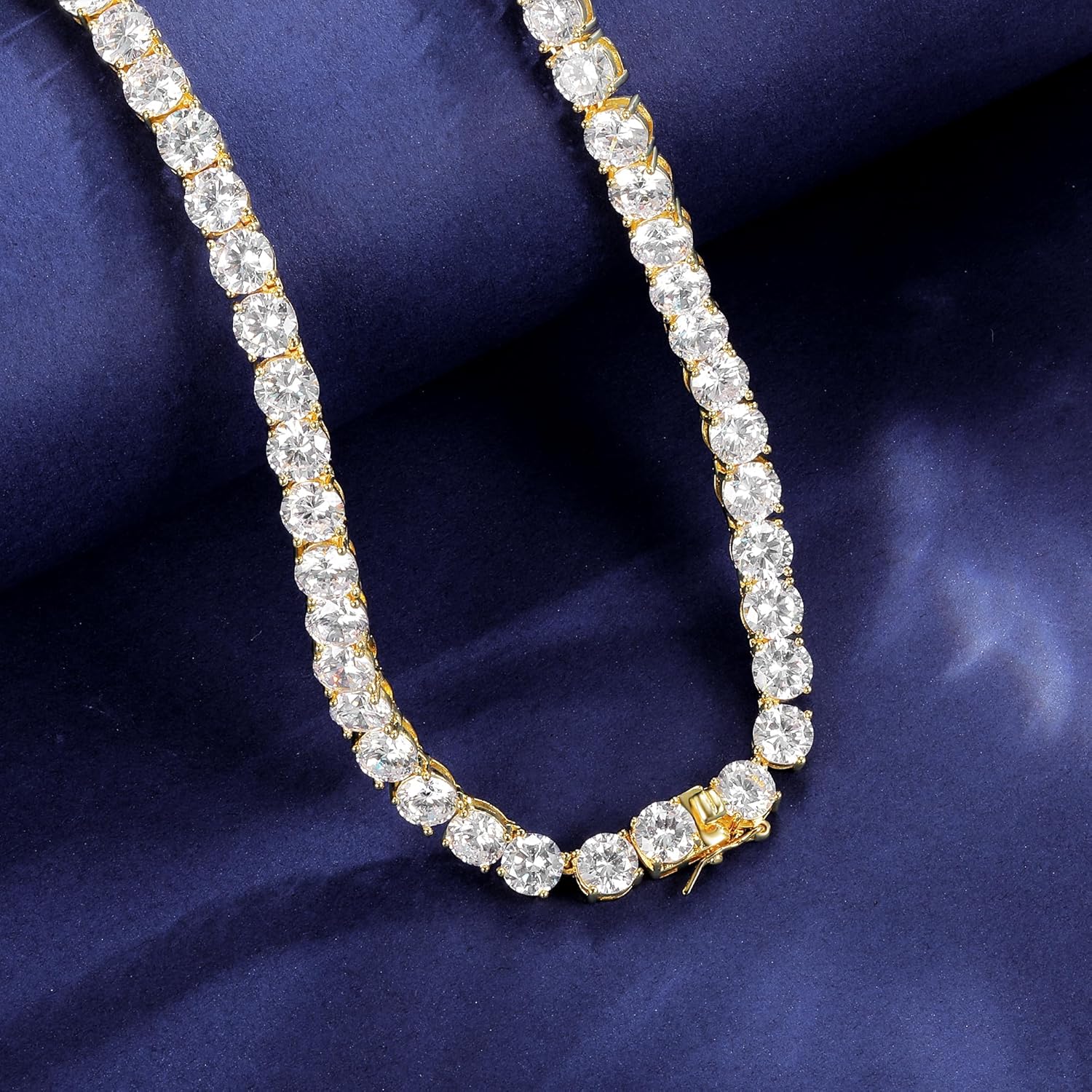 GEMSME 6mm Tennis Necklaces for Women/Men - 18K White/Yellow Gold Plated Round Cubic Zirconia Classic Diamond Tennis Chain, Ladies Tennis Necklace Size 16/18/20/22/24 inch - Image 6