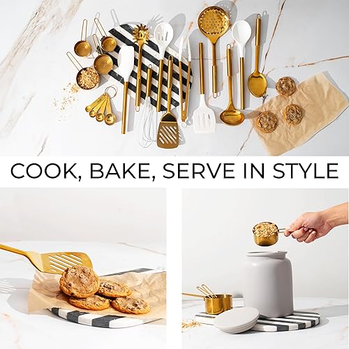 Miniatura 6 de Juego de utensilios de cocina dorados  Juego de 19 piezas de lujo incluye juego de utensilios de cocina de acero inoxidable, utensilios de cocina de
