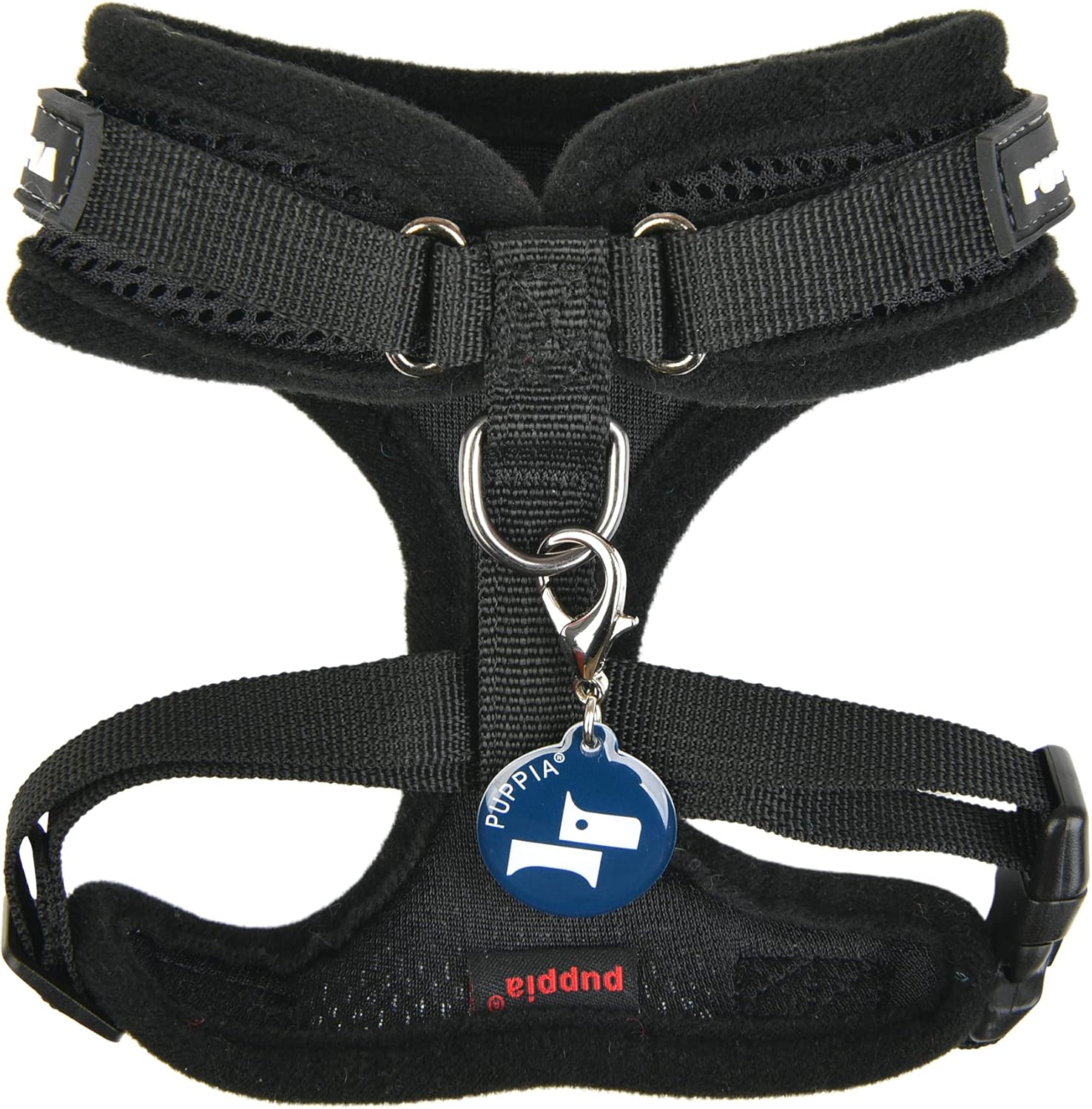 Puppia Soft Superior Dog Harness Air Mesh Over-The-Head All Season No Pull No Choke Walking Training Adjustable Neck & Chest for Small & Medium Dog - Black - XL