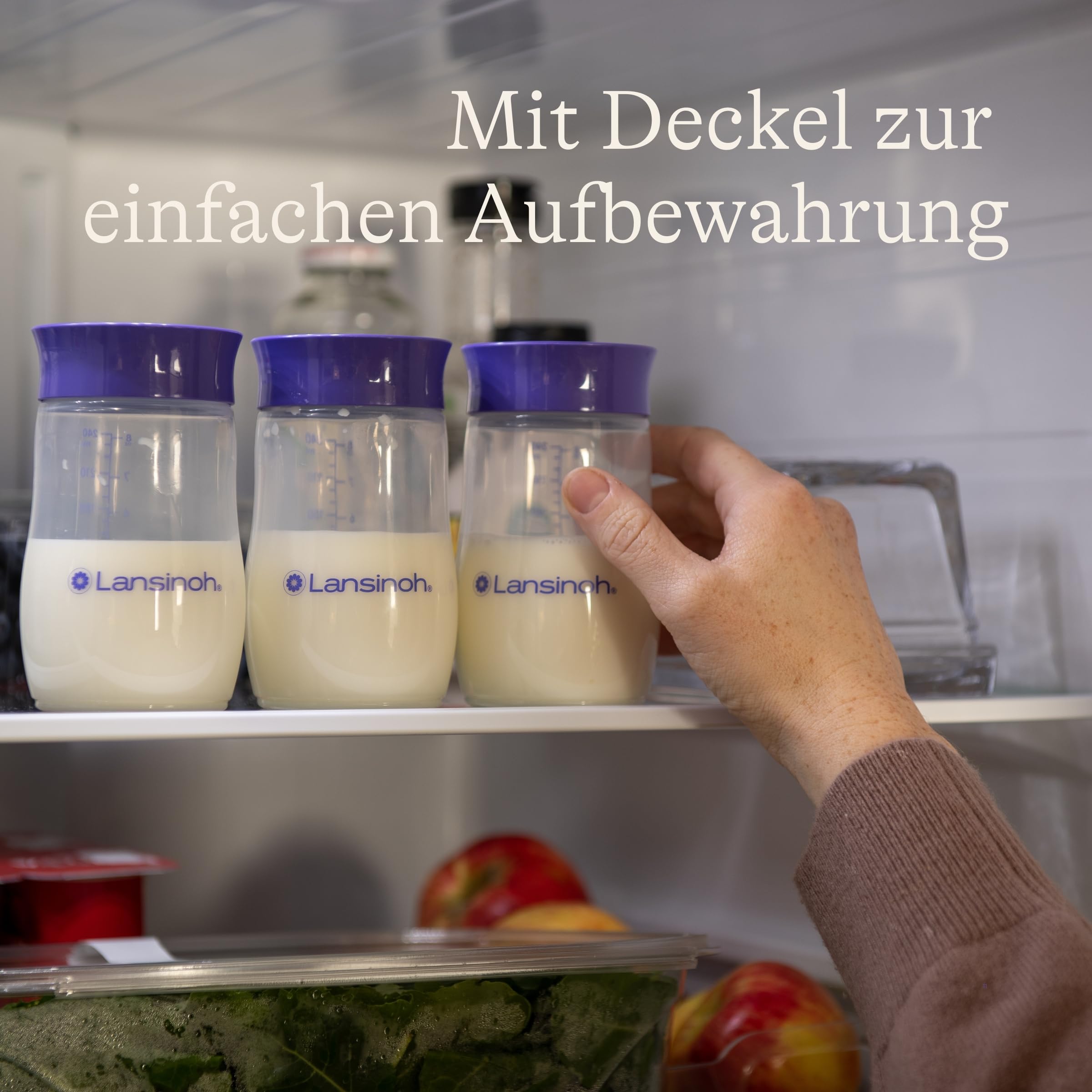 Lansinoh Babyflaschen Set mit NaturalWave Sauger L, 330 ml - 4er Pack - für Babys ab 6 Monate - Anti Kolik Ventil & BPA frei