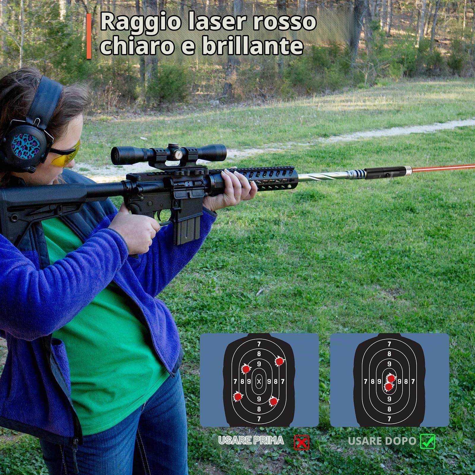 KinZon Kit di Regolazione della Mira Laser Professionale per Calibri da 0.17 a 0.78 (12GA) Laser Bore Sight, Visore di Allineamento Rosso, 30 Adattatori, con Punta per Migliorare la Stabilizzazione,
