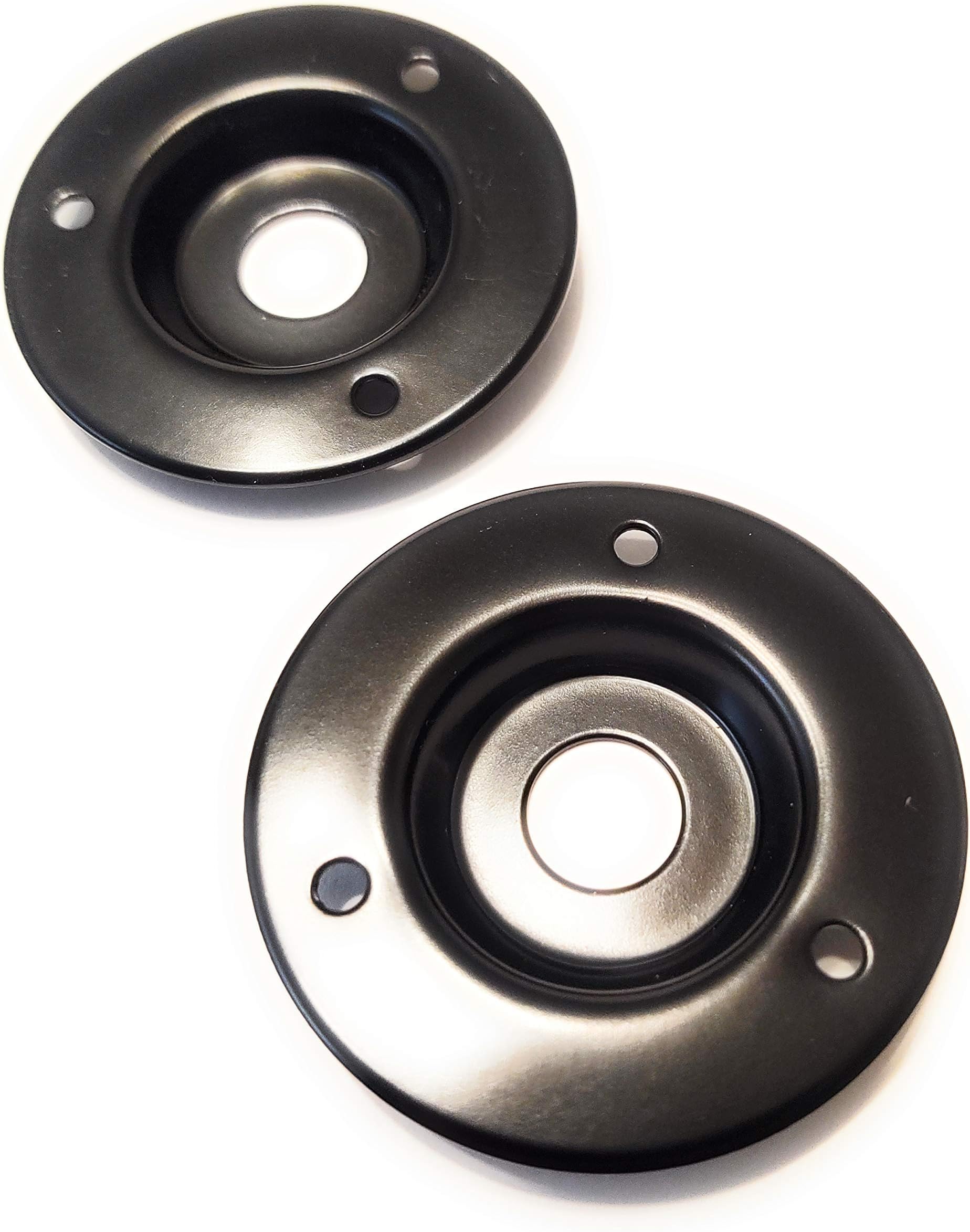 2 Pack Round Metal Speaker Jack Plates for Amplifier Cabinets 1/4 inch Black Finish 2 inch Diameter