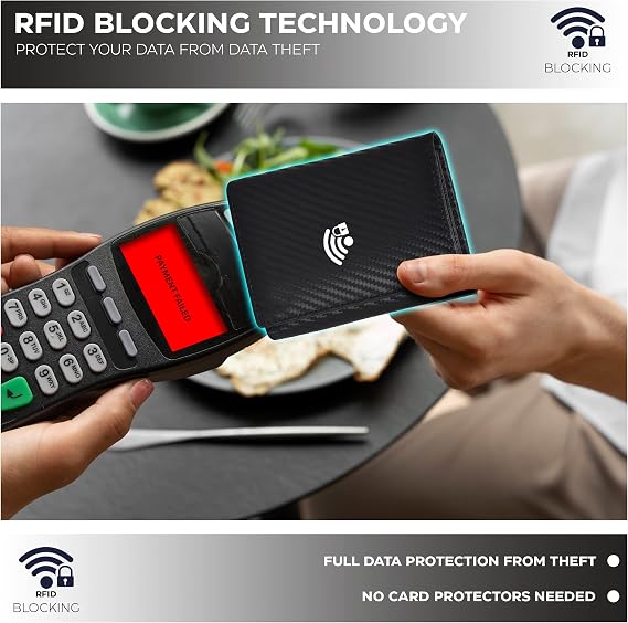 Minimalist Tri Fold Wallets For Men | Black Leather | Multiple Credit Card Slots | RFID Blocking | Stylish Design