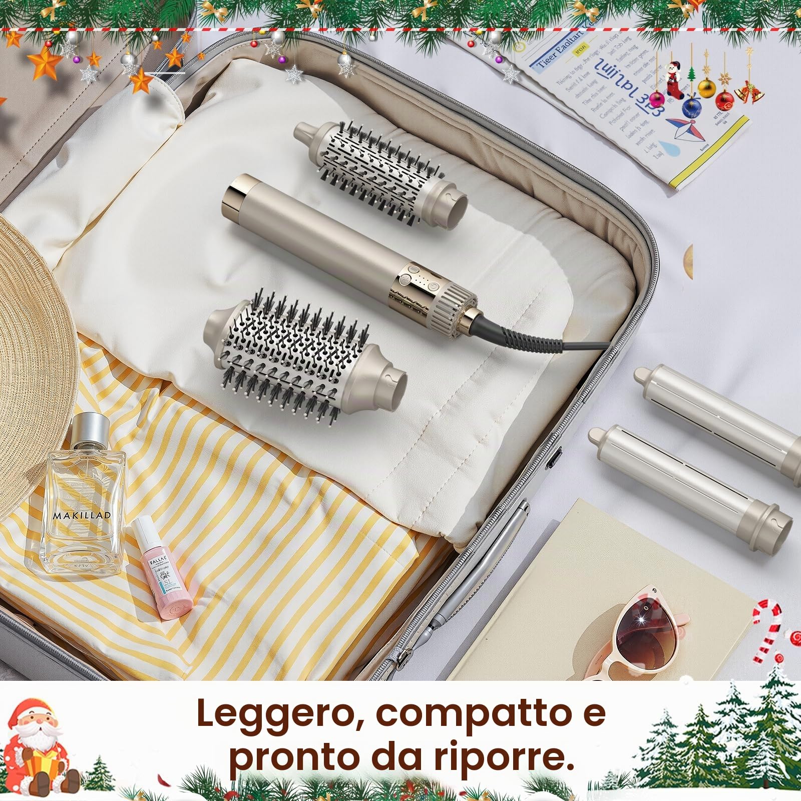 MESCOMB Hair Styler 5 in 1 & Spazzola Asciugacapelli, Asciugatura Rapida, Arricciacapelli Automatico, Crea Ricci, Volume e Lisciatura, Nessun Danno Termico con Ricci per Fare Regali