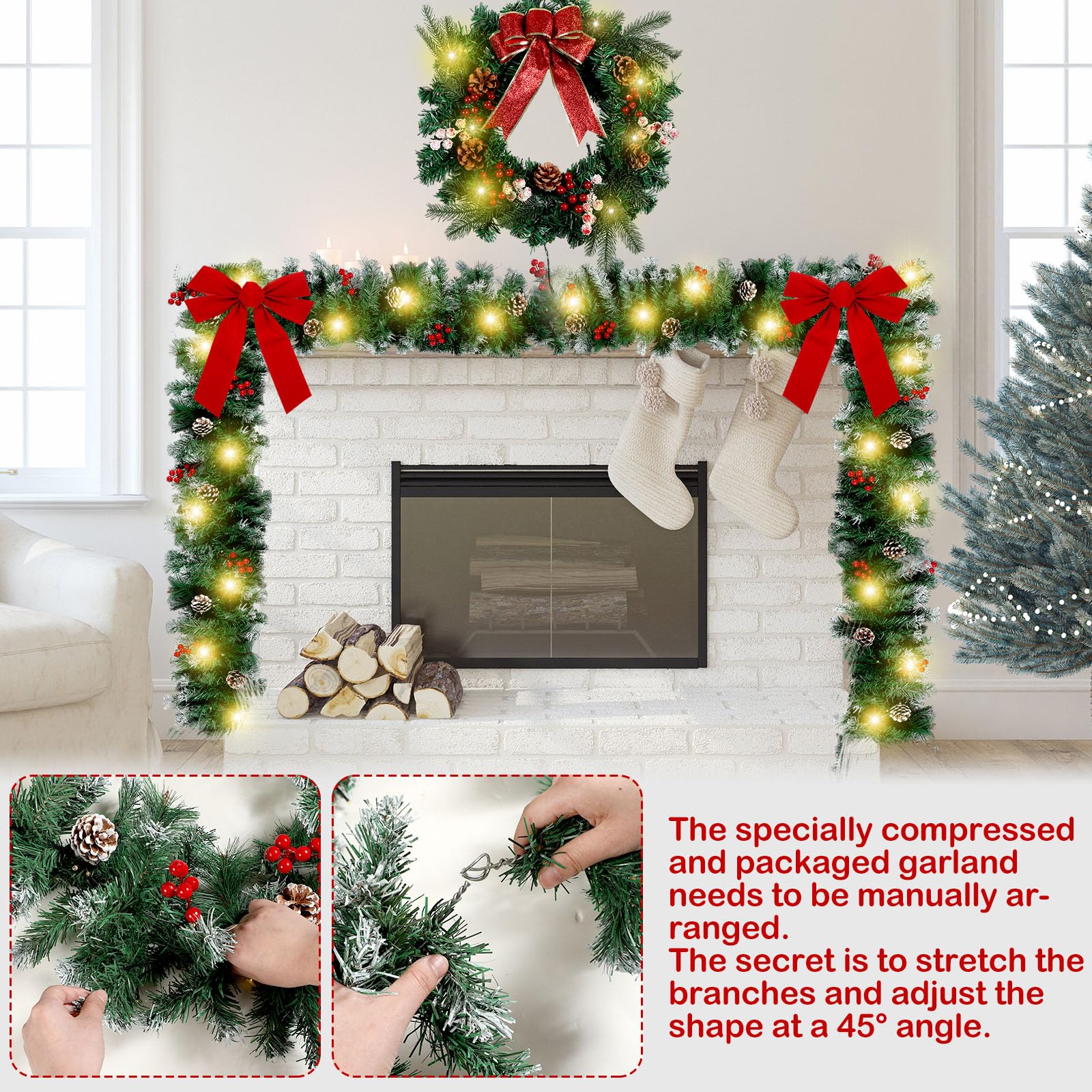 　Decorated Christmas Wreath Merry Christmas Deco Mesh Wreath/christmas Wreath/holiday