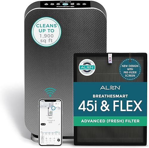 Miniatura 14 de Purificador de aire Alen BreatheSmart 45i HEPA con filtro puro para habitaciones grandes de hasta 1900 pies cuadrados. Perfecto para dormitorios y