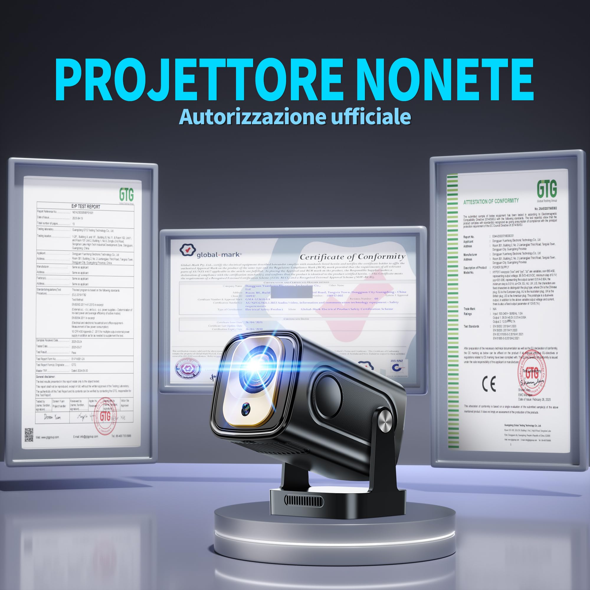 Proiettore 1080P FHD[2026 Upgraded] Mini Proiettore Portatile 4K con Bluetooth 5.4 WiFi 6 Projector TV Auto Keystone Videoproiettore con HDMI/Phone/USB/TV Stick/Laptopcon Cavo HDMI & Mouse,Nero